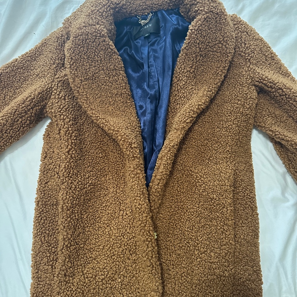 J Crew Teddy Faux Shearling Coat - Brown - XS